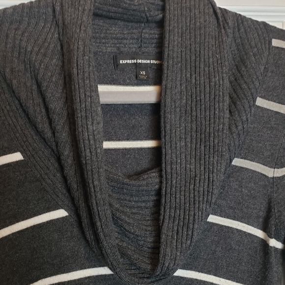 Express Design Studio Striped Sweater Dress Sheath Cowlneck line - Picture 3 of 7